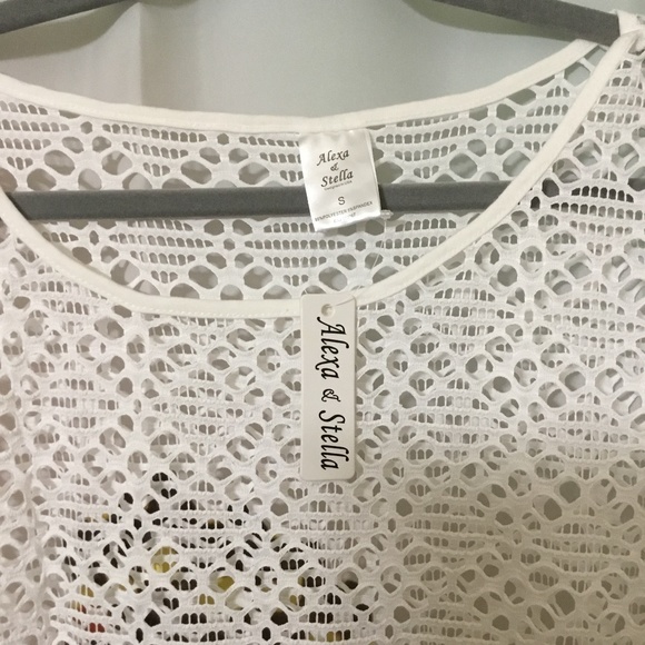 Alexa and Stella Open Knit Sleeveless Lightweight White, NWT Swim Suit Cover-Up - Picture 3 of 7